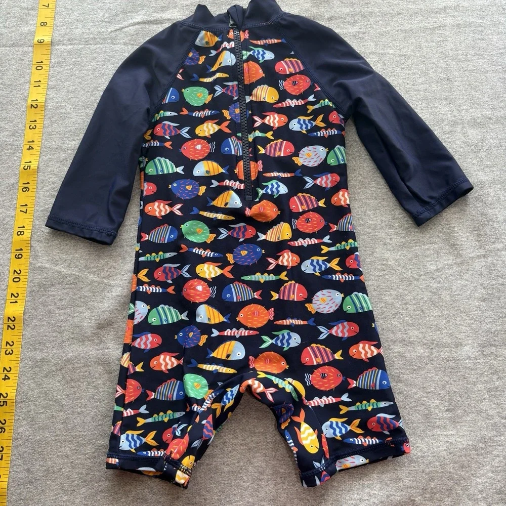 Up & Fast Long Sleeve Swim Rash Guard Swim Romper Fish 18-24M Excellent